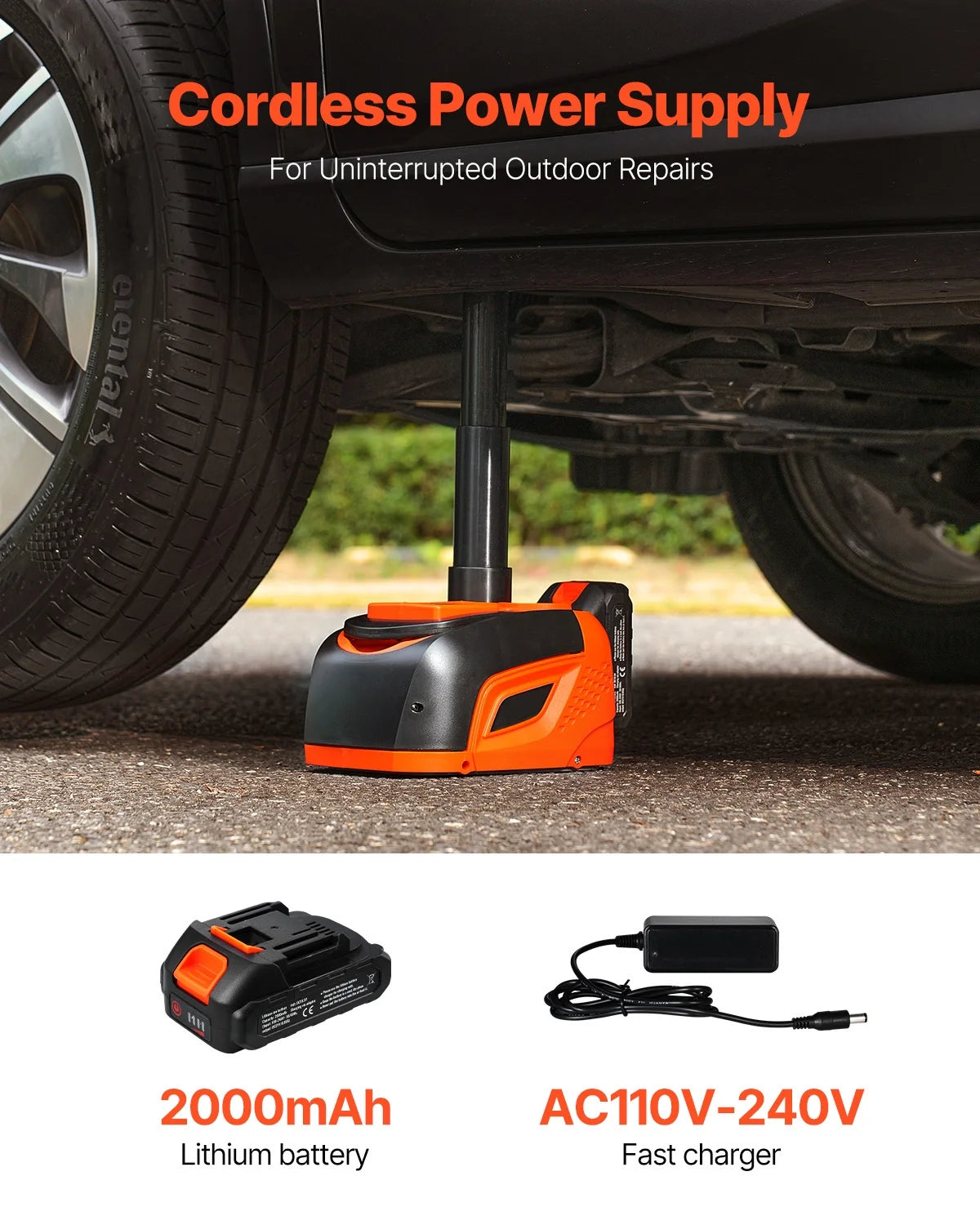 KFFKFF Electric Car Jack, Capacity of 5 Tons/11000 lbs, Modifiable Electric Lift with Superior Weight Endurance, LED Illumination & Remote Operated, Compact Jack Set for Sedan, SUV, Truck