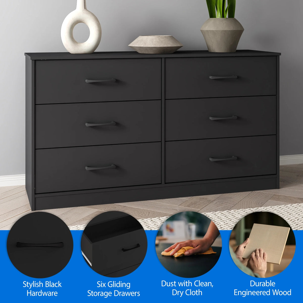 Mainstays Ardent 6 Drawer Dresser, White