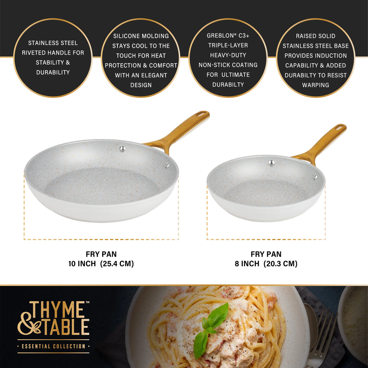 Thyme & Table 12-Piece Non-Stick Supreme Cookware Set, Pots and Pans Set - Cream