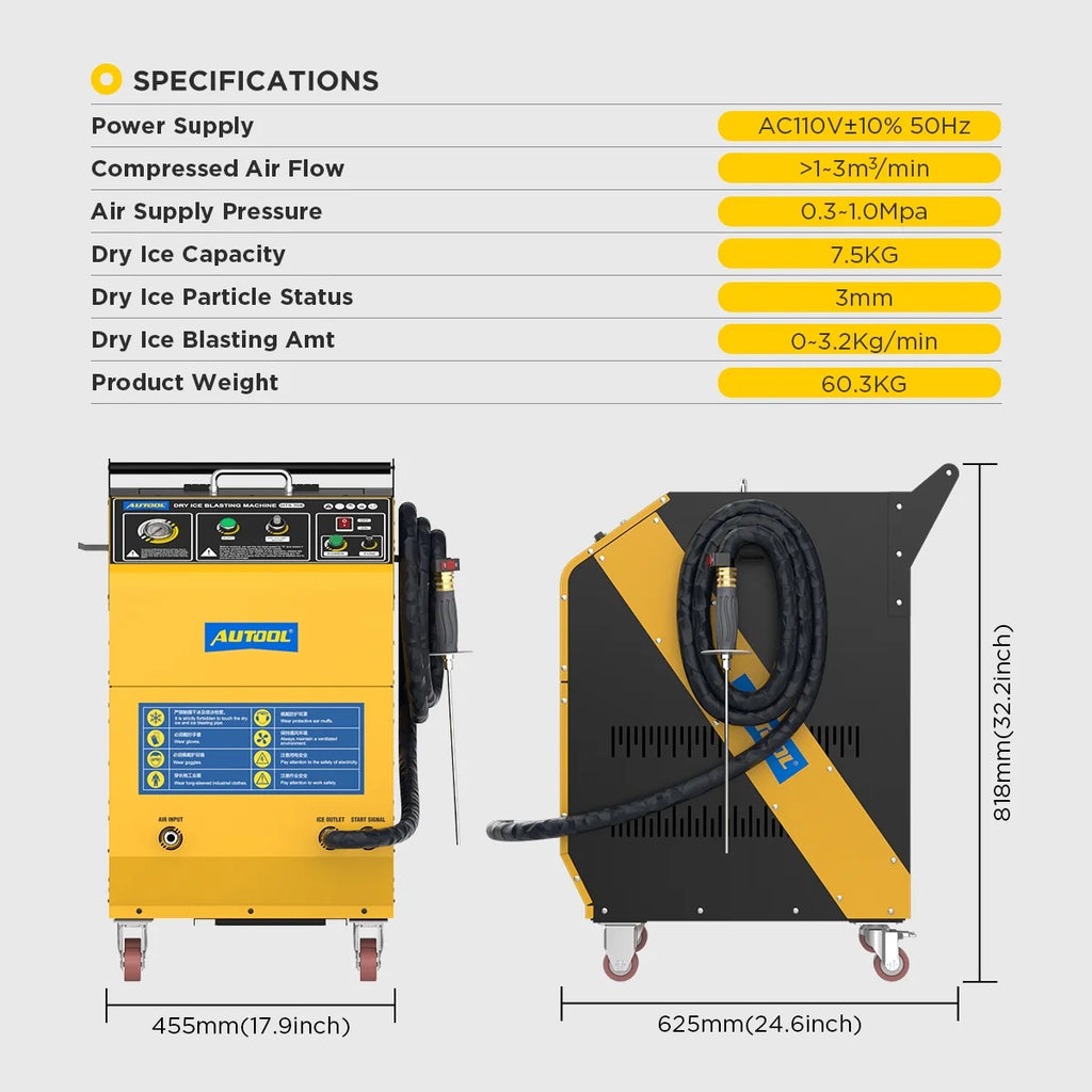 AUTOOL HTS558 Walnut Sand Carbon Deposition Clean Machine Walnut Shell Media Powder Sandblasting Machine Automotive Engine Intake Pipe Valve De-Carbon Cleaning Machine for Rust Grime Paint Removing