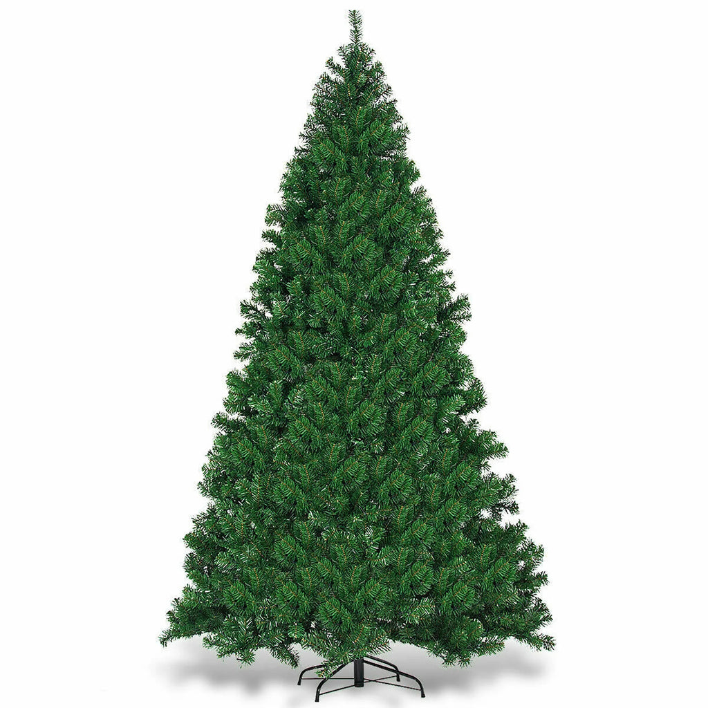 Costway 9Ft Pre-Lit PVC Christmas Tree Hinged 700 LED Lights Green