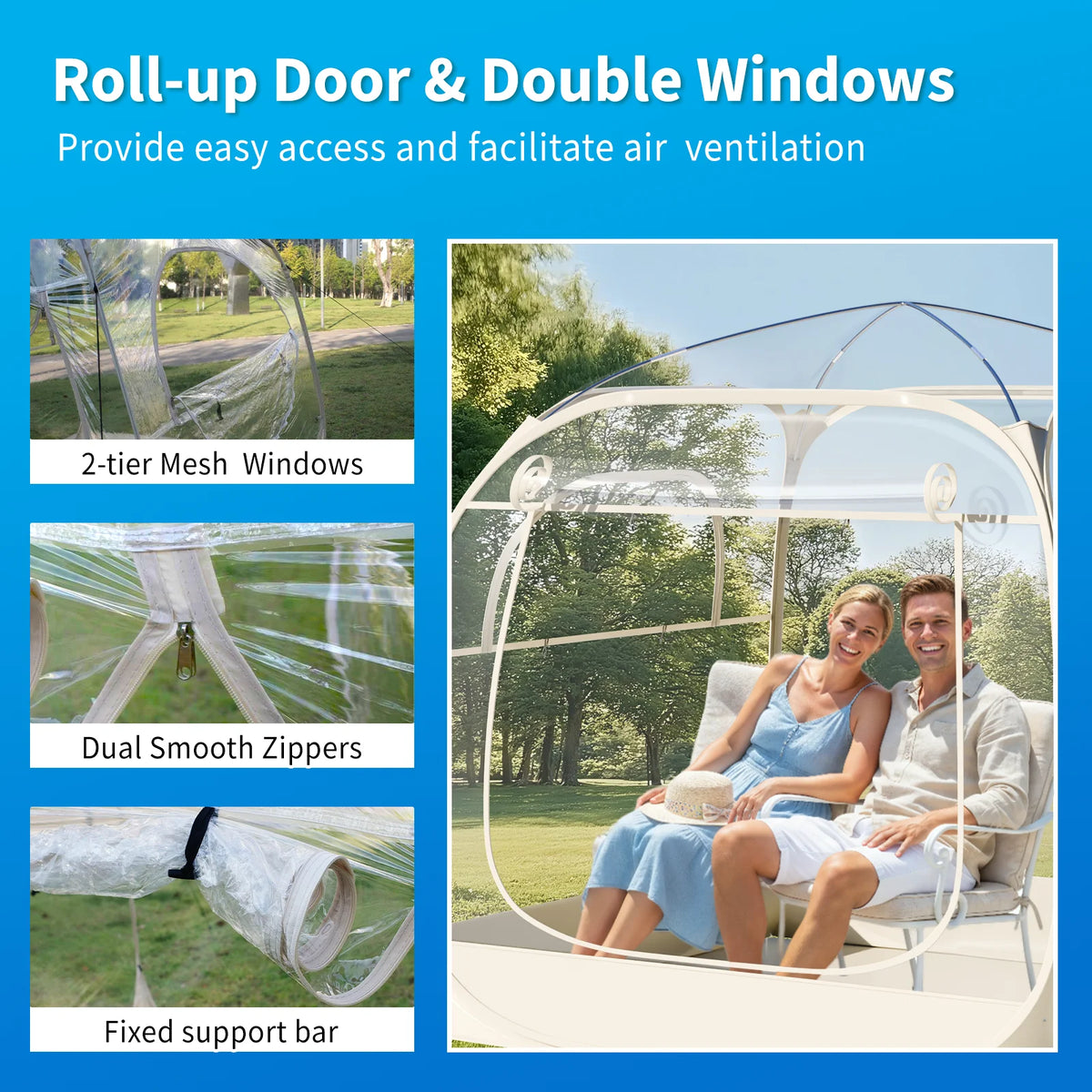 TABU Pop Up Bubble Tent, Sports Tent for 6-7 People, Portable Weatherproof Clear Tent, 10 x 10 ft