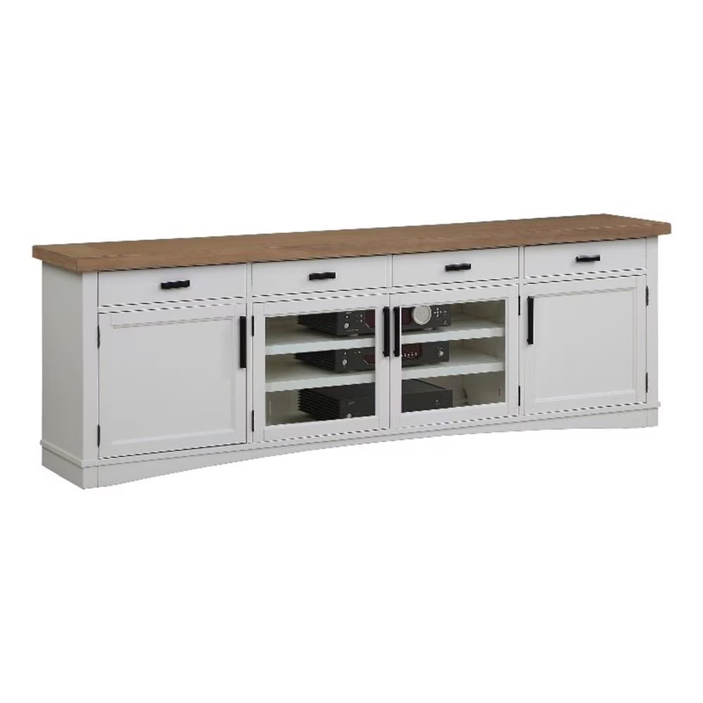 Bowery Hill Americana Wood Modern - Cotton 92" TV Console in White
