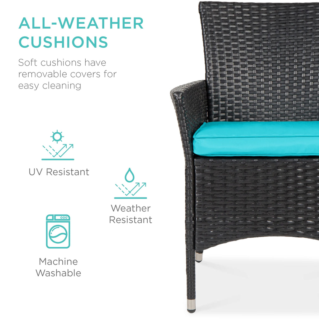 Best Choice Products 5-Piece Indoor Outdoor Wicker Patio Dining Table Furniture Set w/ Umbrella Cutout, 4 Chairs - Gray