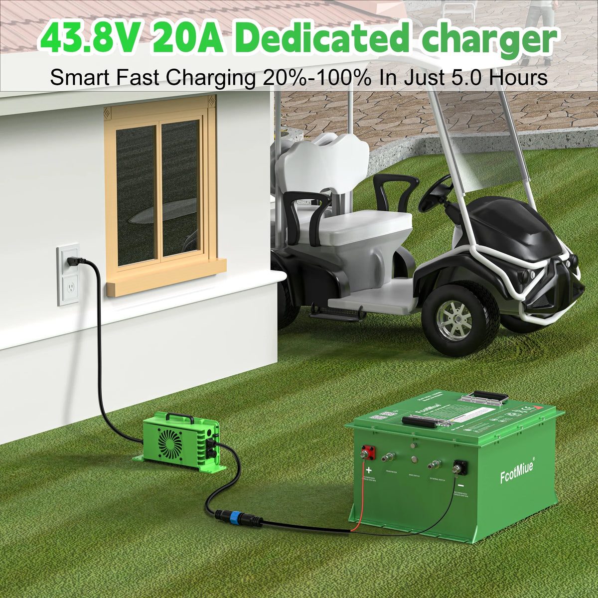 48Volt Lithium Golf Cart Battery , 6000+ Cycles 51.2V 105Ah LiFePO4 Battery, Built-in 200A Smart BMS Support up to 5kW Motor Conversion Kit ,with Touch Monitor & Mobile APP, 20A Charger