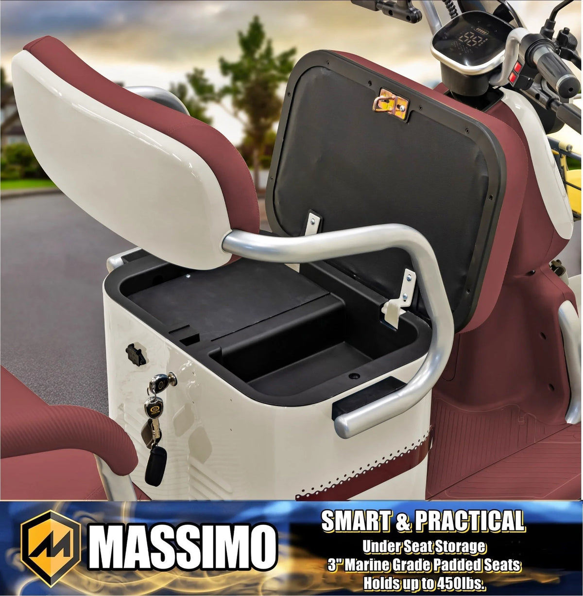 Massimo MGC E-Trike 3-Wheel Electric Cart �C 17 MPH, 2-Seater Adult Scooter �C Blue