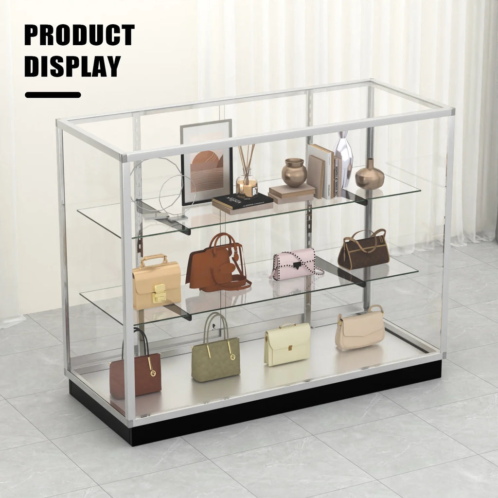 48��D * 20��W * 38��H - full vision glass display case