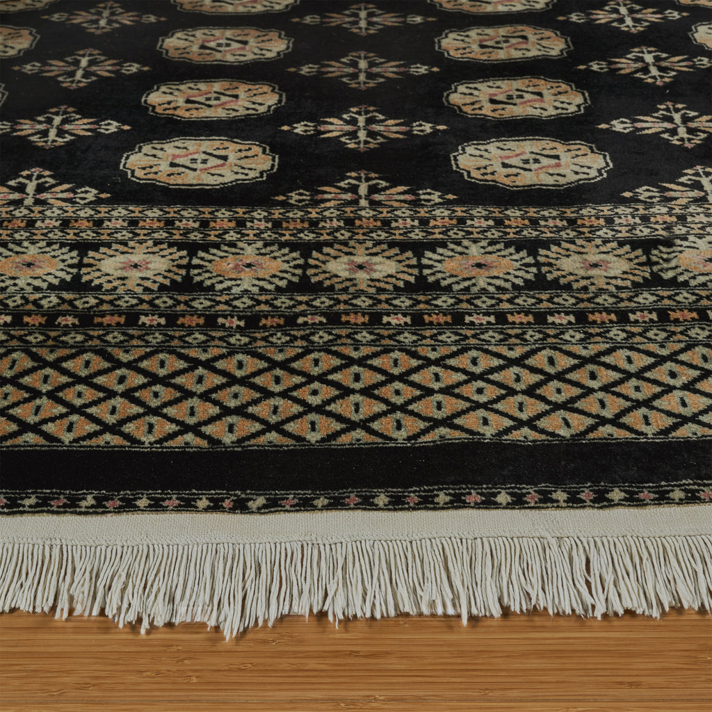 Pakistani Hand Knotted Rug Collection, Classic Bukhara Cumra Black