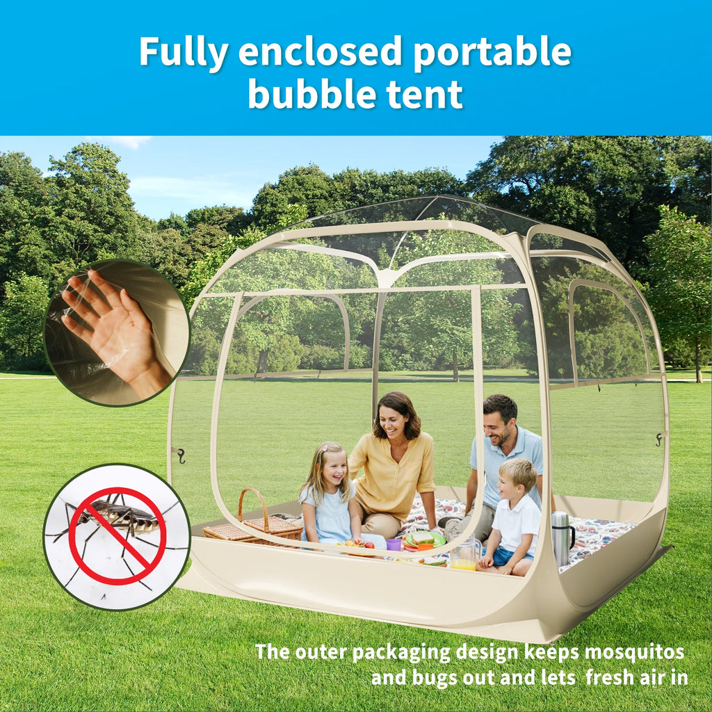 TABU Pop Up Bubble Tent, Sports Tent for 6-7 People, Portable Weatherproof Clear Tent, 10 x 10 ft