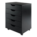 Winsome Halifax 5-Drawer Mobile Cabinet 20519, Black Finish
