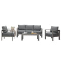 Superjoe Aluminum Outdoor Furniture Set 4 Pcs Patio Conversation Sofa Set with Coffee Table,Gray