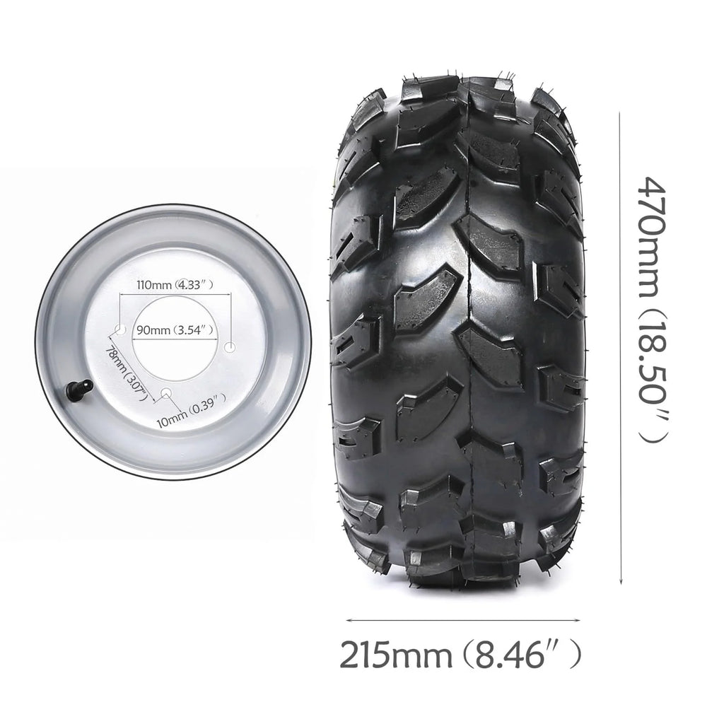 4 Pack 18x9.5-8 18x9.50-8 Tubeless Tire w/ 8" inch Wheel Rim 4 Bolt Pattern for ATV Quad Buggy Go Kart Lawn Mower 4 Wheelers Mini Bike Golf Cart Garden Tractor Utility Cart Turf Tires (4pcs)
