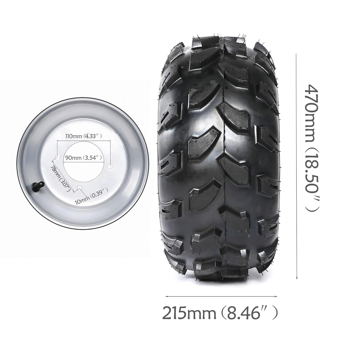 4 Pack 18x9.5-8 18x9.50-8 Tubeless Tire w/ 8" inch Wheel Rim 4 Bolt Pattern for ATV Quad Buggy Go Kart Lawn Mower 4 Wheelers Mini Bike Golf Cart Garden Tractor Utility Cart Turf Tires (4pcs)