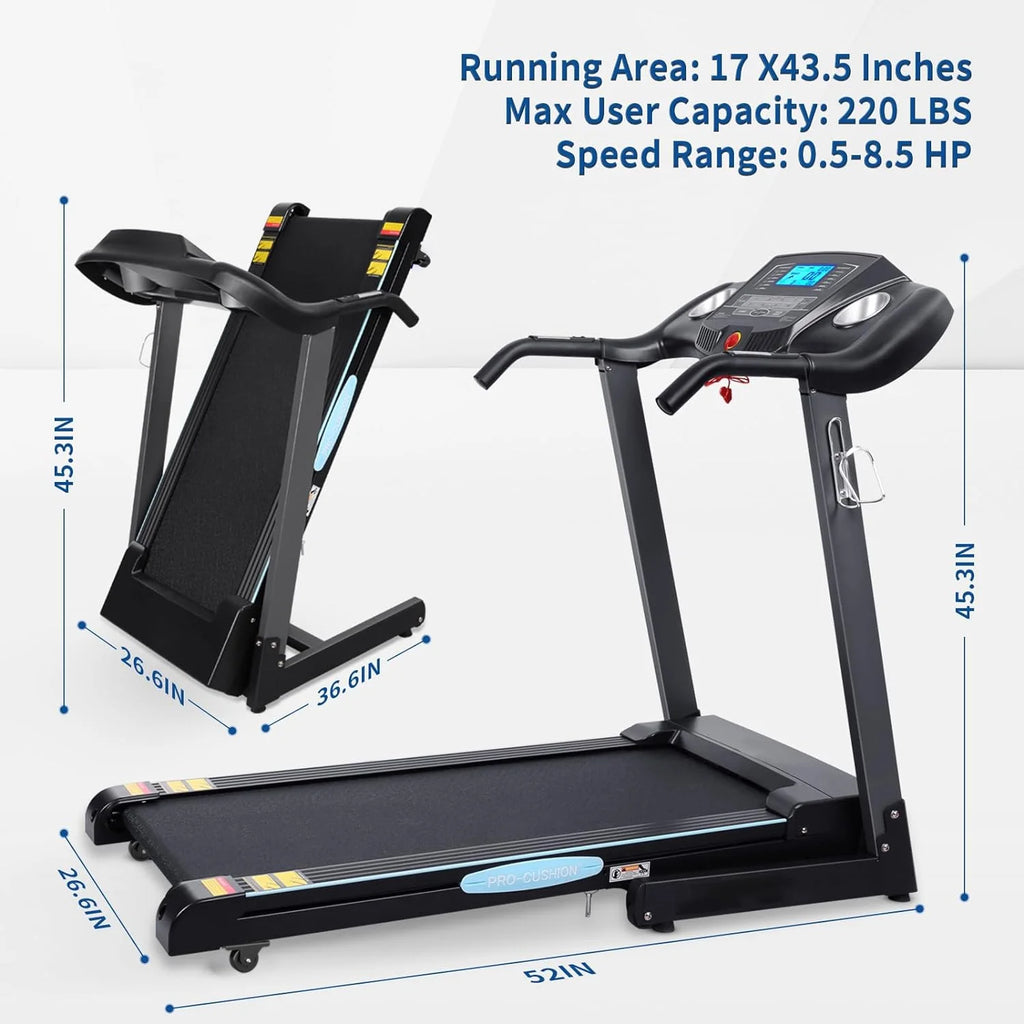 Treadmill with Incline Folding with 12 Level Automatic Incline 2.5hp Power 8.5mhp Speed Running Machine 15 Preset Training Program Electric Treadmill for Home Use