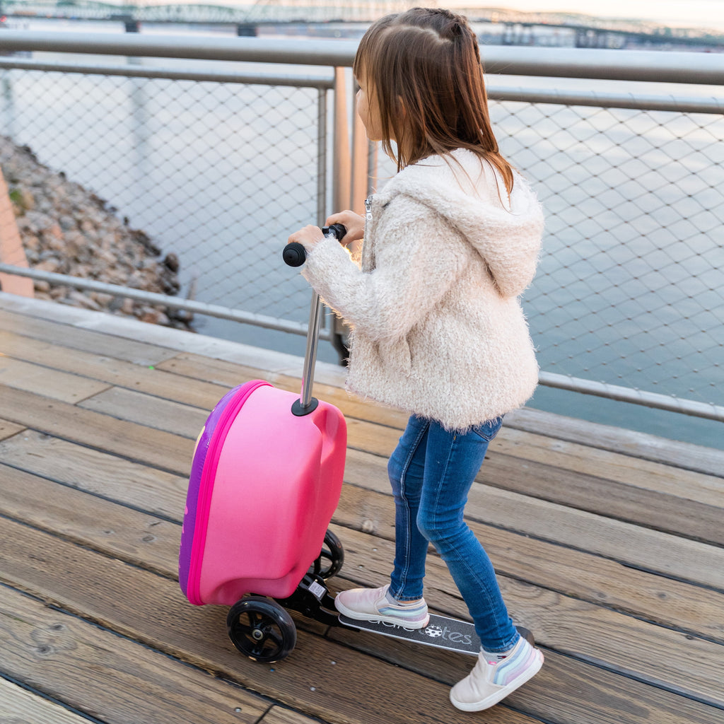 Kiddietotes Kid's Hard Shell Scooter Ride On Suitcase, Pink