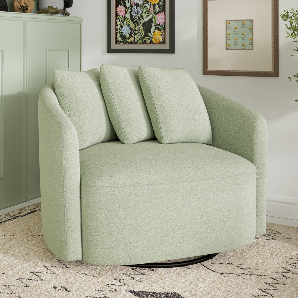 Beautiful Drew Accent Chair by Drew Barrymore, Cream Boucle