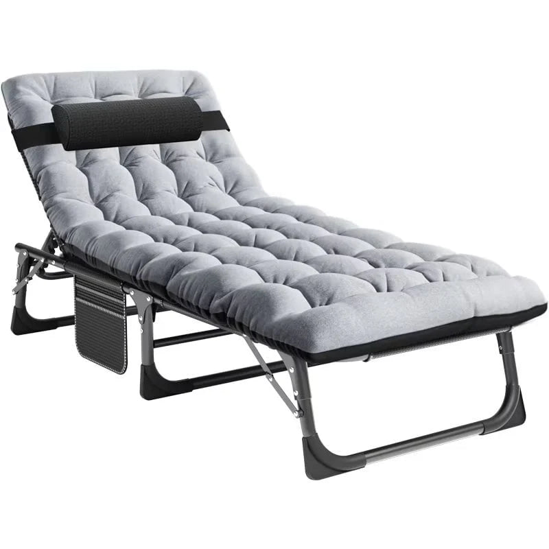 Docred 5-Fold Camping cot for Adults & Kids, Adjustable 4 Fold Reclining Folding Lounge Chairs , 2-Sided Mattress with Pillow, Portable Intdoor Folding Sleeping Cots Bed