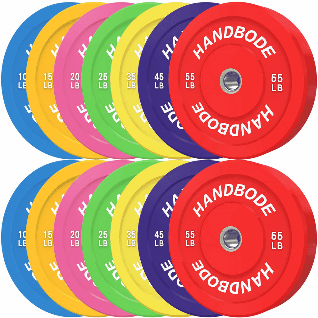 HANDBODE Bumper Plates Olympic Weight Plates, Colored Rubber plate for Weight Lifting and Strength Training 140LB