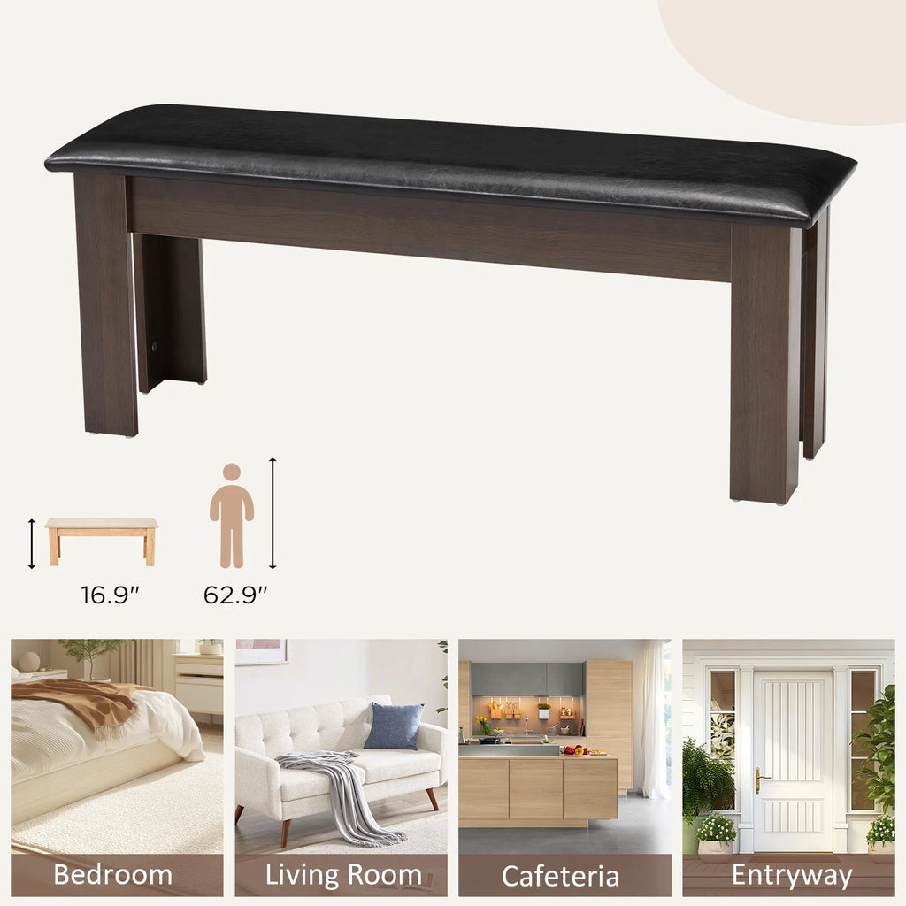 AVAWING 44" Dining Room Bench Set of 2, Wood & Linen Fabric Kitchen Benches, Beige & Natural