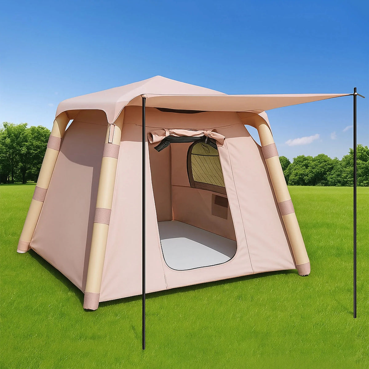 Inflatable Tents for Camping, 3-4 Person Glamping Inflatable Tents for Camping with Rainfly&Mosquito Screen