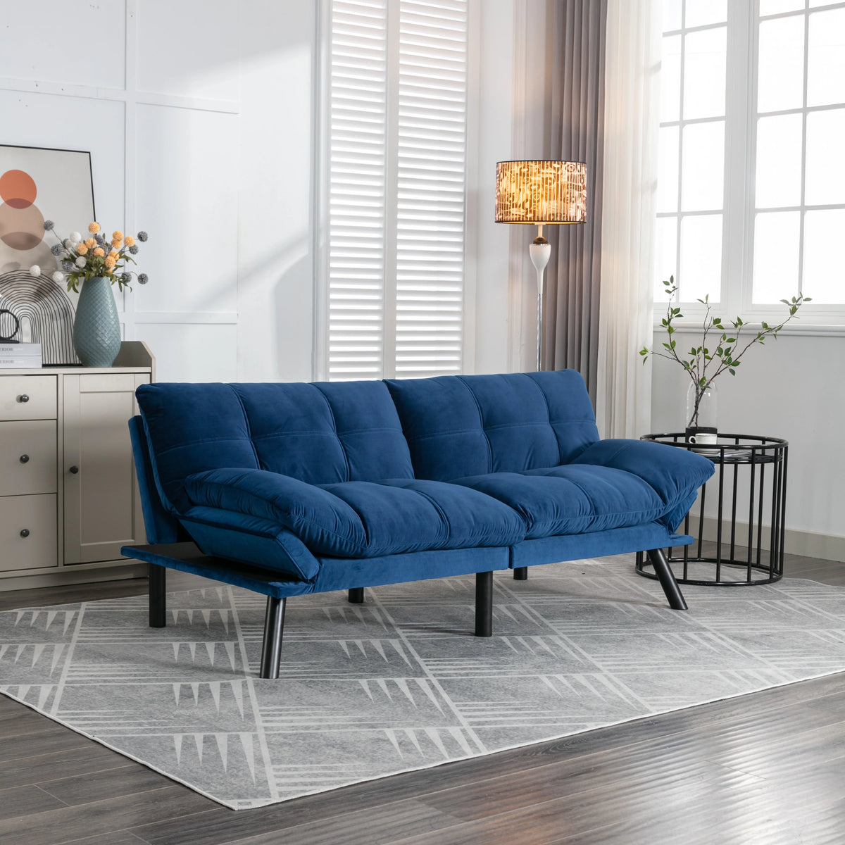 PAPROOS Convertible Sofa Bed, Folding Futon Sofa Bed, Upholstered Sofa Bed Couch, Loveseat Sleeper Sofa for Small Space, Apartment, Living Room, Cream