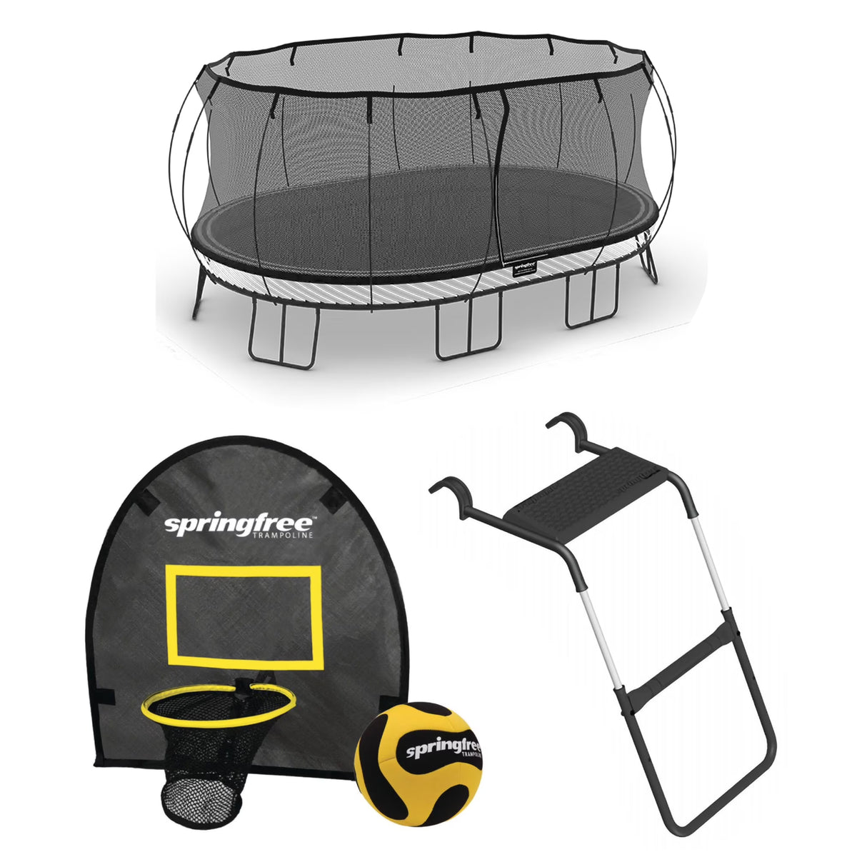 Springfree Trampoline Jumbo Trampoline w/FlexrHoop & Ladder Accessory
