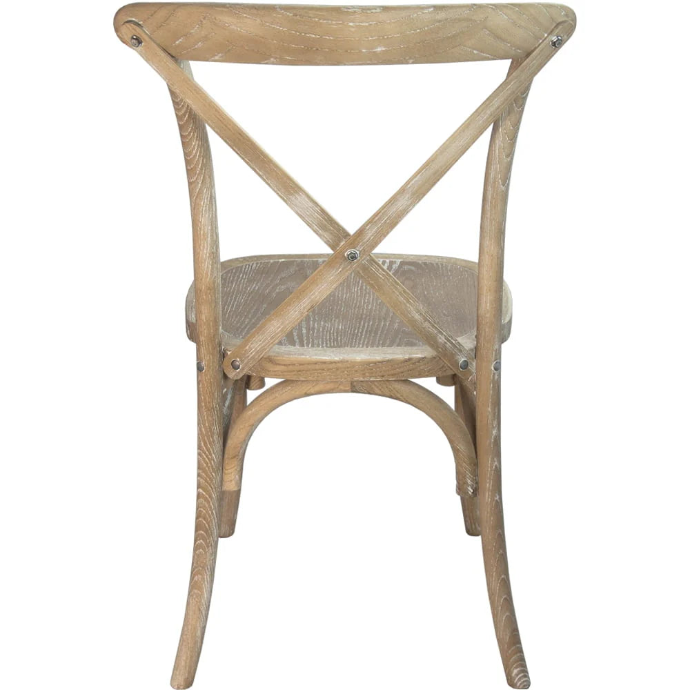 Merrick Lane X-Back Bistro Style Wooden High Back Dining Chair in Natural with White Grain