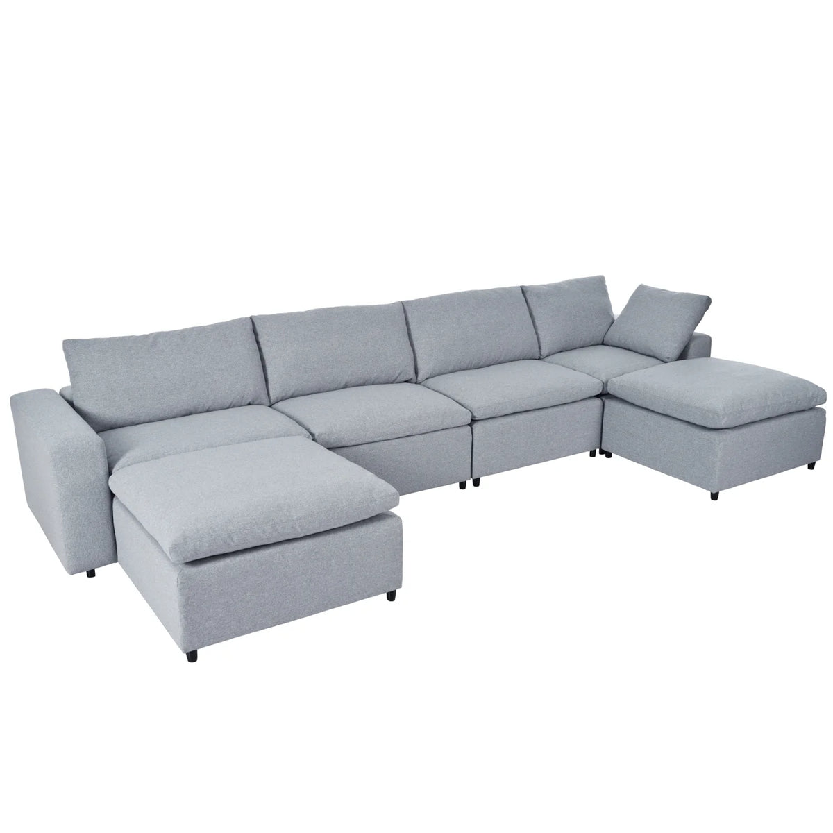 Harper & Bright Designs Convertible Modular Sectional Sofa with 2 Removable Ottomans & Pillows, Large U Shape Cloud Couch with Reversible Chaise for Living Room, Grey