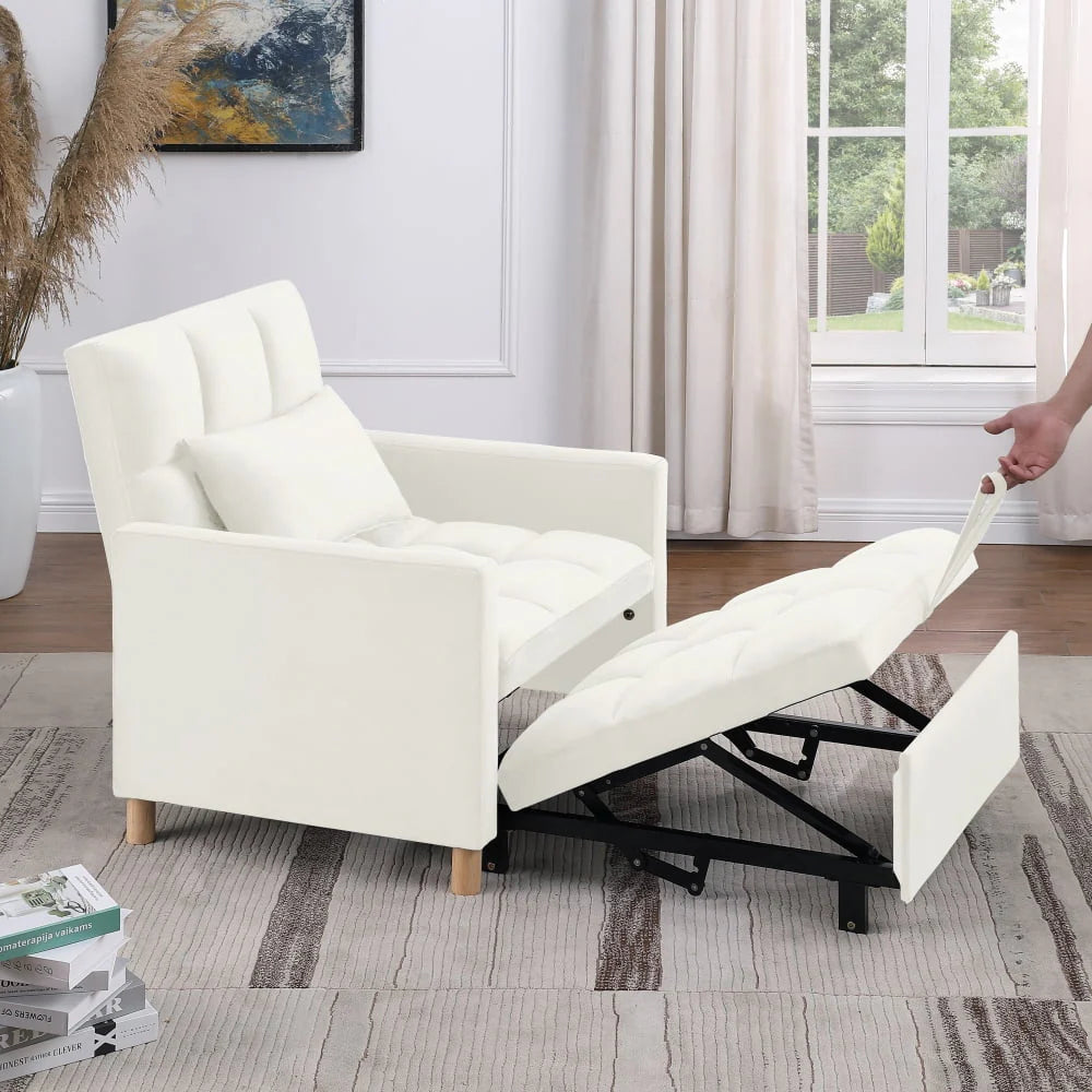 Sleeper Sofa Chair Bed,3-in-1 Convertible Sleeper Bed Chair,Folding Bed with Adjustable Backrest with Pillow,Multi-Functional Sleeper Chair for Living Room Dorm Apartment,Bedroom Office,Beige