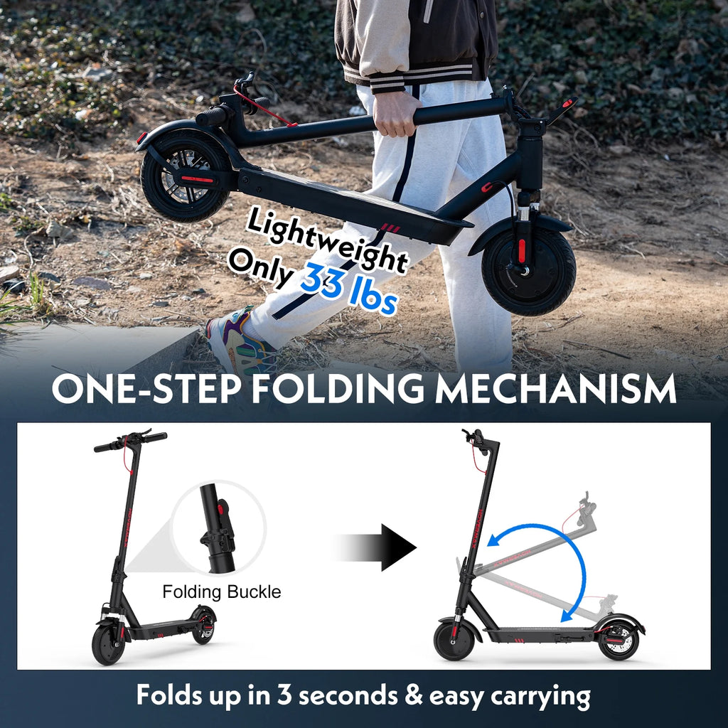 HOVERMAX Electric Scooter 350W Motor Up to 18.6 MPH & 19 Miles, 8.5'' Solid Tires Adults Electric Scooter with APP Control, Foldable and Commute