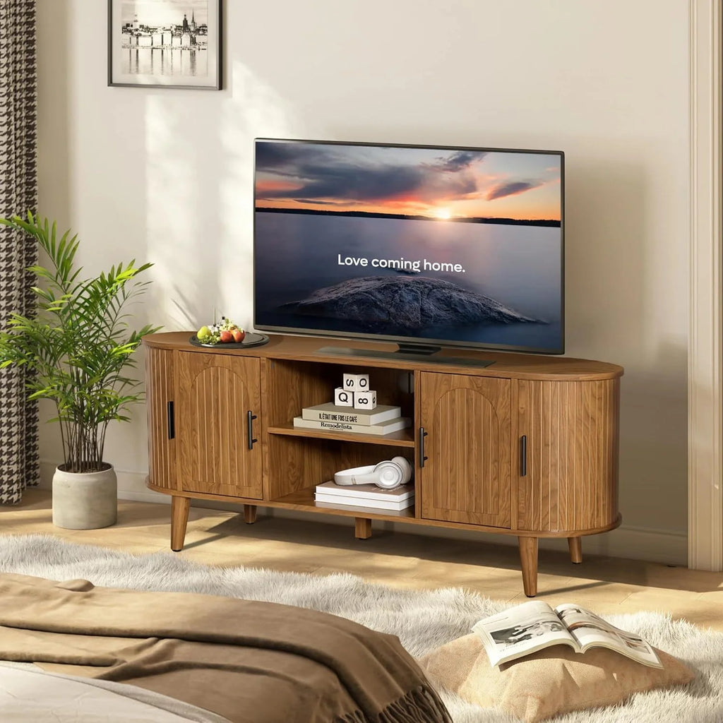 TV Stand for TVs up to 70", 63" Entertainment Center with Sliding Doors, Media Console Table for Living Room