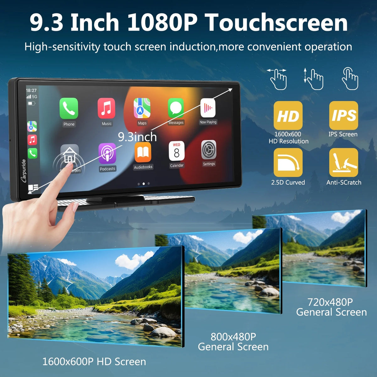 Carpuride Wireless Carplay Android Auto with 4K Front Dash Cam  1080P Rear Cam,10.26" HD IPS Touch