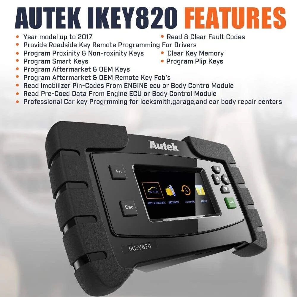 AUTEK IKEY820 Key Fob Programmer with license for 2018+ Ford Toyota H&G Chip OBD