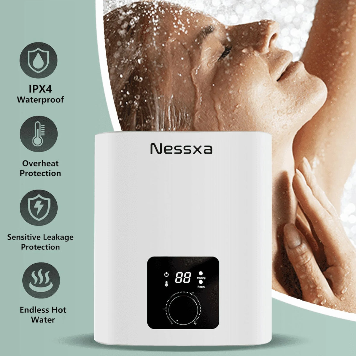 8 gallon mini instant electric water heater, 110V/1500W, kitchen sink quick heating water heater, bathroom household energy-saving water heater, instant heating, saving electricity and space