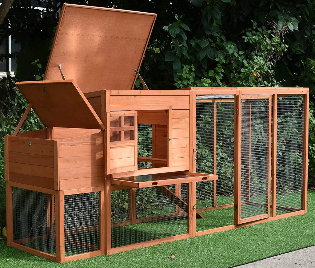 98" Backyard Wood Chicken Coop 2-4 Large Chickens Hen House Run with Nesting Box
