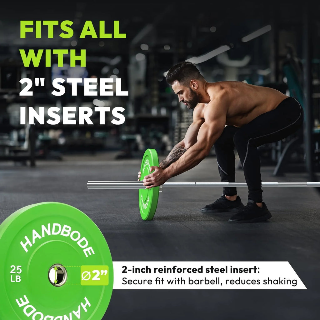 HANDBODE Bumper Plates Olympic Weight Plates, Colored Rubber plate for Weight Lifting and Strength Training 140LB