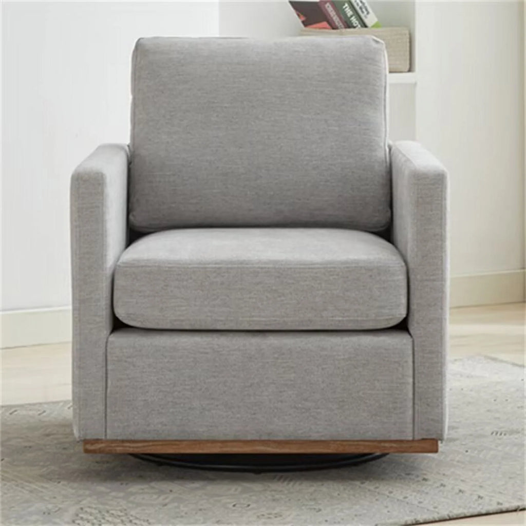 Swivel Accent Chair, Modern Chenille Upholstered Lounge Chair Armchair with 360 Degree Swiveling Base, Leisure Club Chair Comfy Accent Single Sofa Chair for Nursery Bedroom Living Room, Taupe