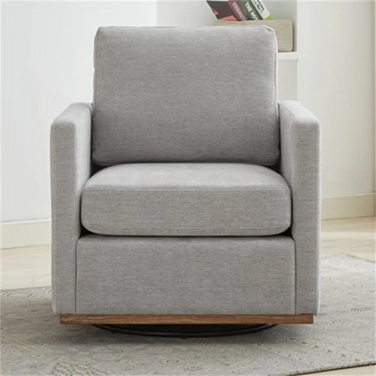 Swivel Accent Chair, Modern Chenille Upholstered Lounge Chair Armchair with 360 Degree Swiveling Base, Leisure Club Chair Comfy Accent Single Sofa Chair for Nursery Bedroom Living Room, Taupe
