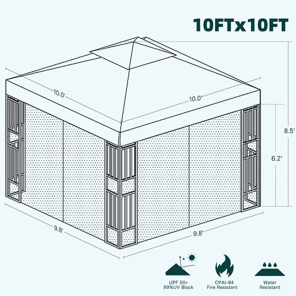 SIMENMAX 10x13 Ft Patio Gazebo,Outdoor Gazebo Canopy with Mosquito Netting and Curtains,Sturdy Soft Top Gazebo