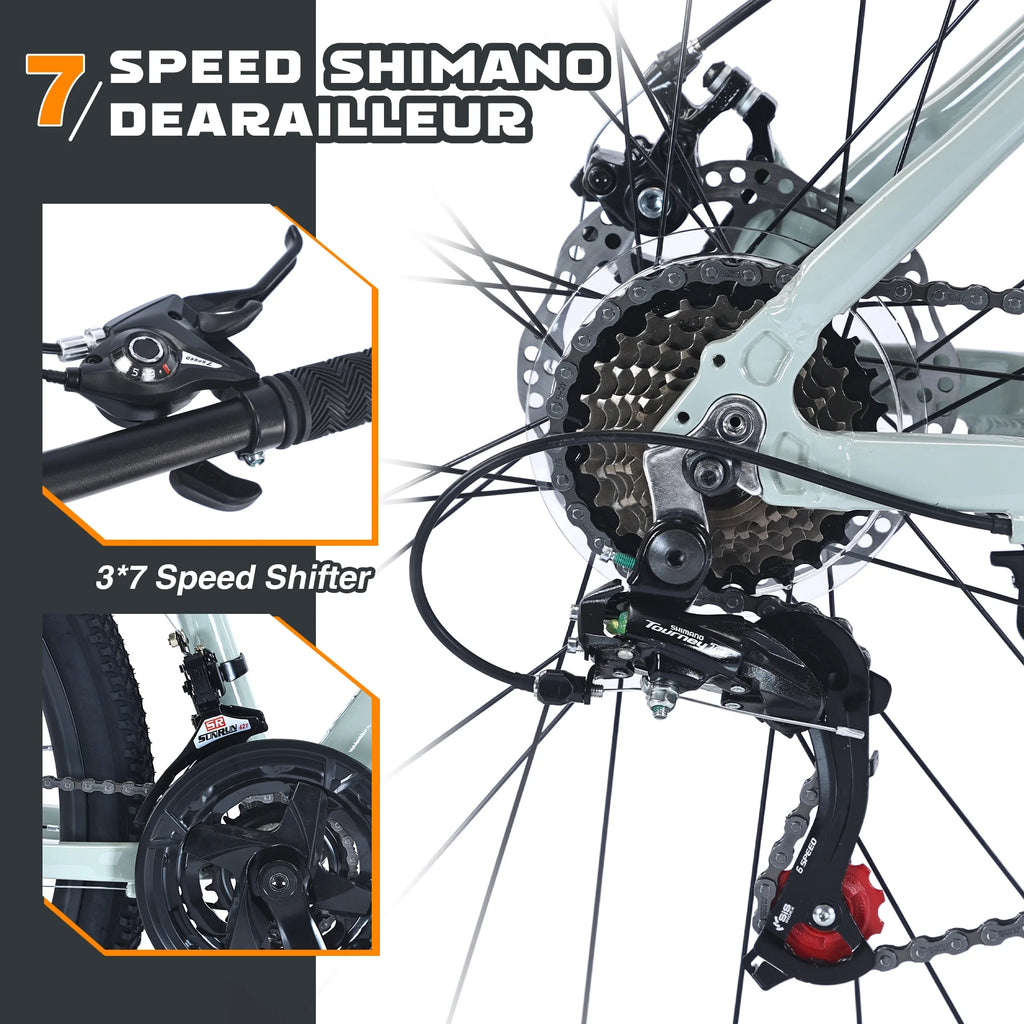 27.5" MTB Mountain Bike for Men - 21-Speed Aluminum Alloy Frame, Front Suspension, Double Disc Brakes | Adult All-Terrain Bicycle