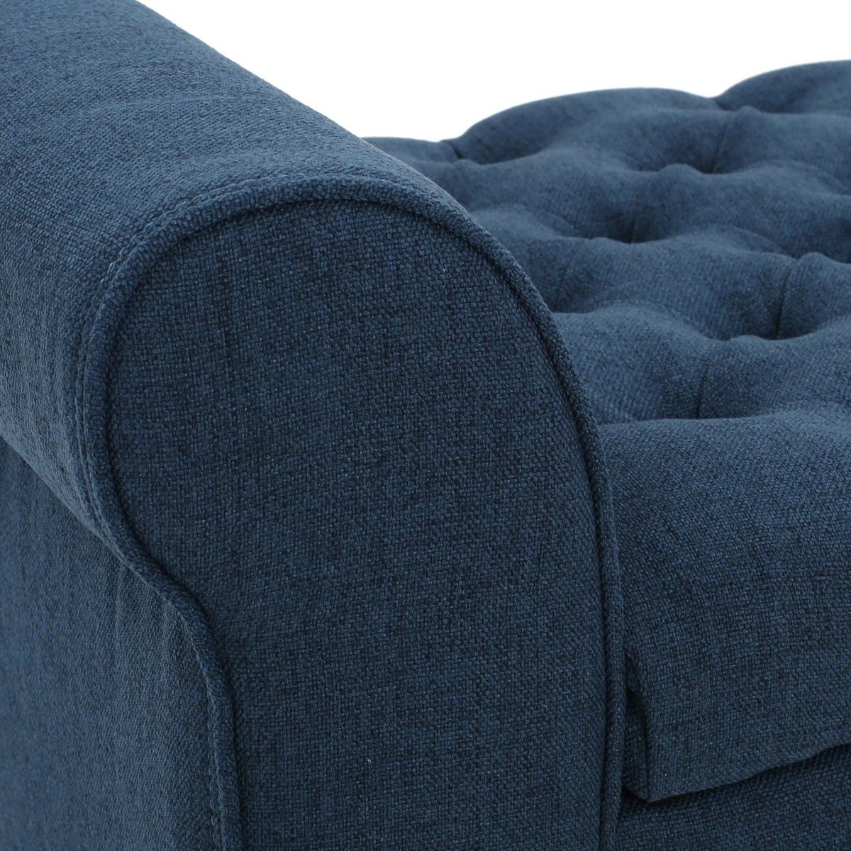 Noble House Amanda Dark Blue Fabric Armed Storage Bench