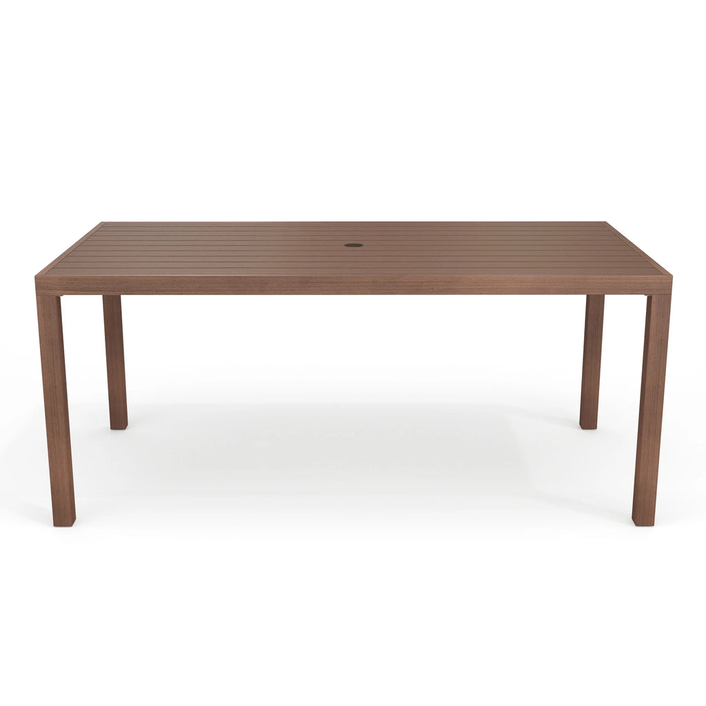 Martha Stewart 71" Indoor-Outdoor Patio Table with Gray Brushed Woodgrain Aluminum Finish