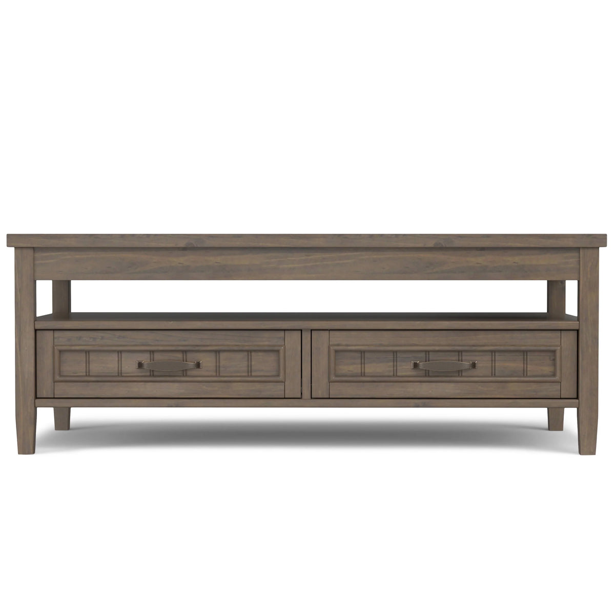 Simpli Home Lev SOLID WOOD 48 inch Wide Rectangle Transitional Lift Top Coffee Table in Smoky Brown