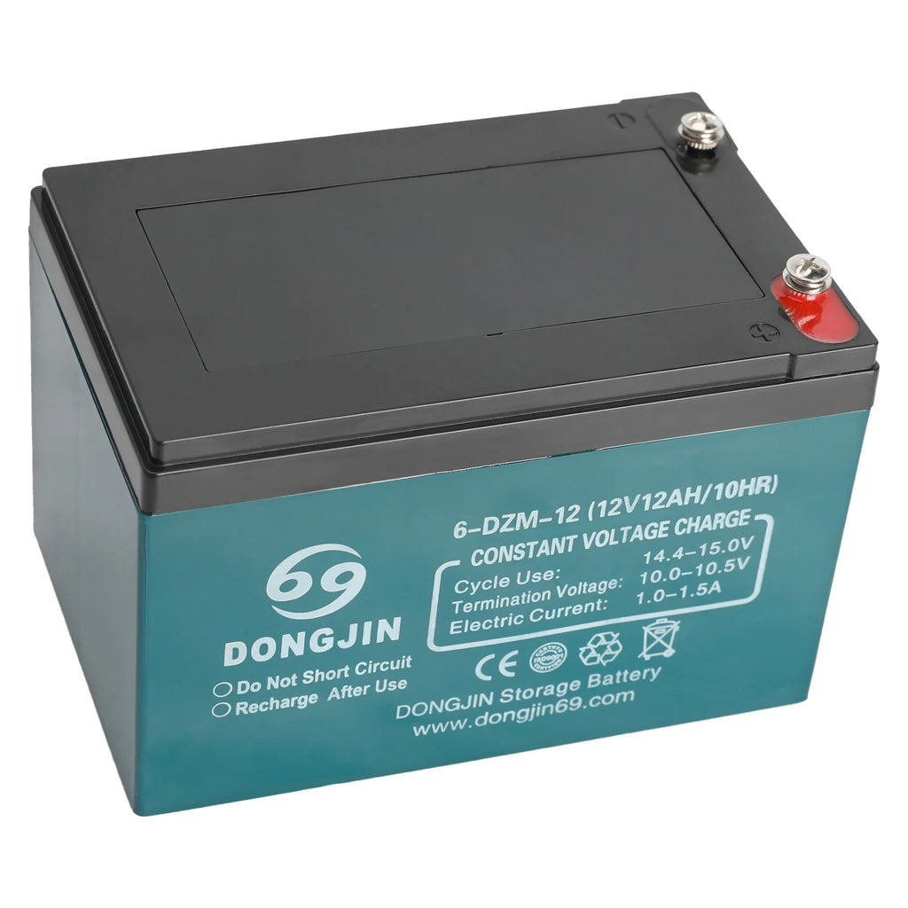 5 Pack 6-DZM-12 12V 12Ah Sealed Lead Acid Rechargeable Battery + 60V Battery ch + Charging Port for Electric Bikes, Scooters, Go Karts, ATVs, Dirt Bikes - Maintenance-Free, Ready to Use