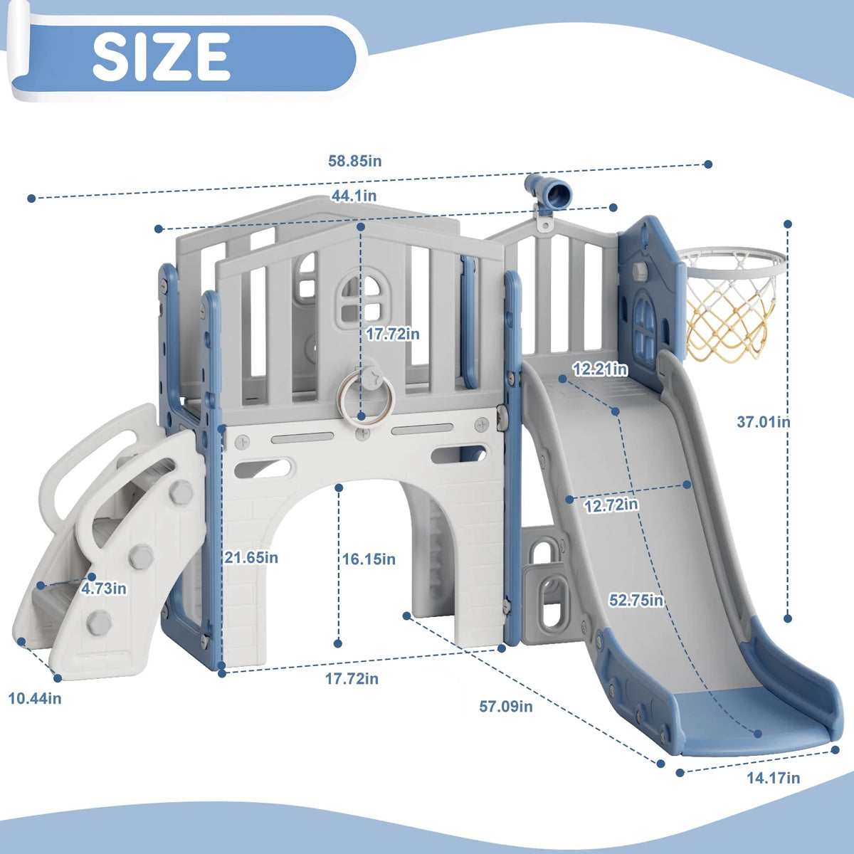Korimefa 11-in-1 Toddler Slide Set with Golf, Basketball Hoop, Kids Slide for Toddlers Age 1-4, Climber Slip and Slides, Baby Outdoor Toys