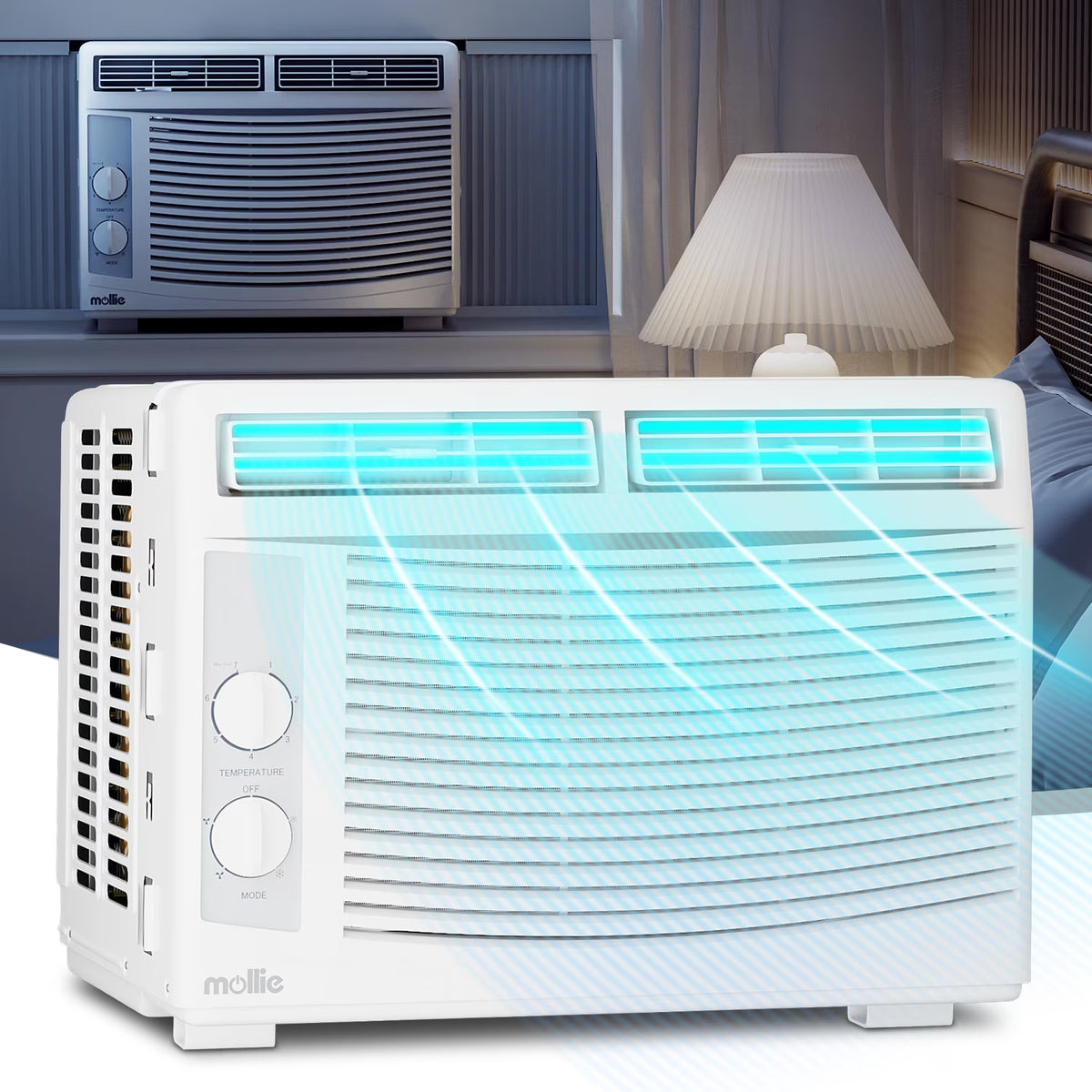 mollie 12,000 BTU 115V Window Air Conditioner, Cools Rooms up to 450 Sq.Ft., Window AC Unit with Remote Control, 24H-Timer and 3 Fan Speeds, White