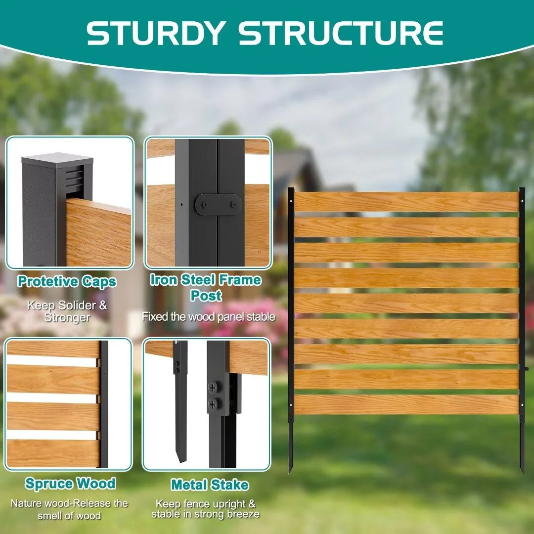 "NAIZEA Air Conditioner Fence, Pool Equipment Enclosure, Trash Can Enclosure, Metal Stake Wood Fence Panel 38"" W x 60"" H"