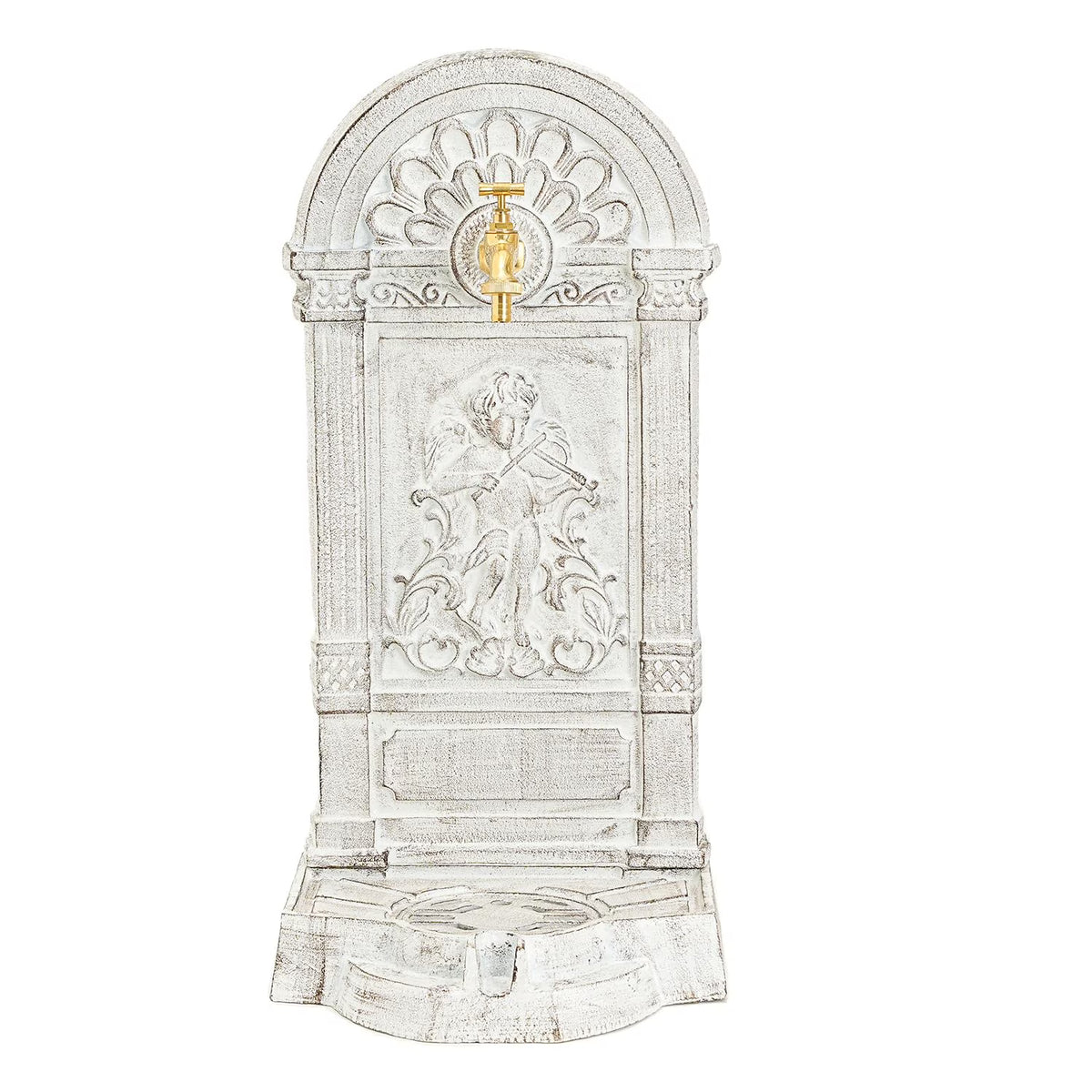 Sungmor Cast Iron Outdoor Water Column with Faucet, Freestanding Floor Farm Yard Decor, Green, 1 Count