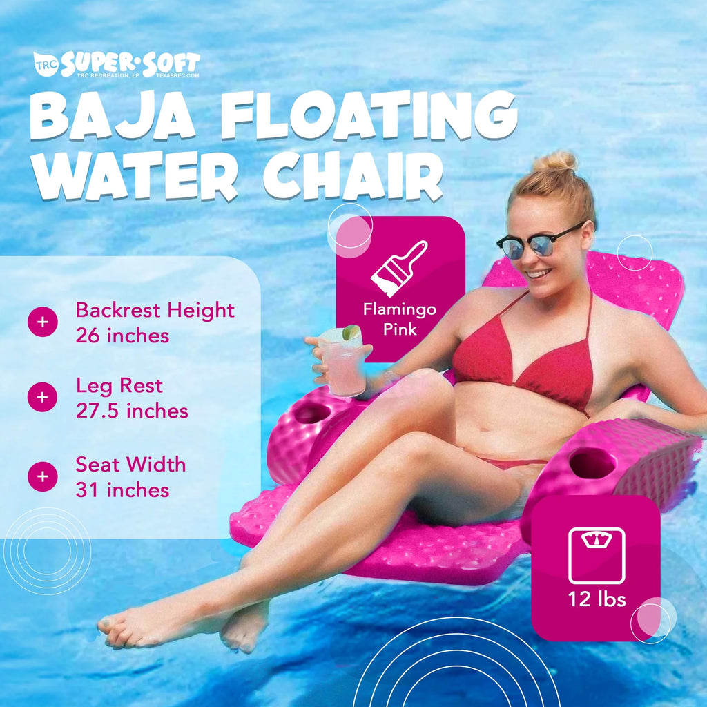 TRC Recreation Baja Folding Armchair Swimming Pool Float, Tropical Teal