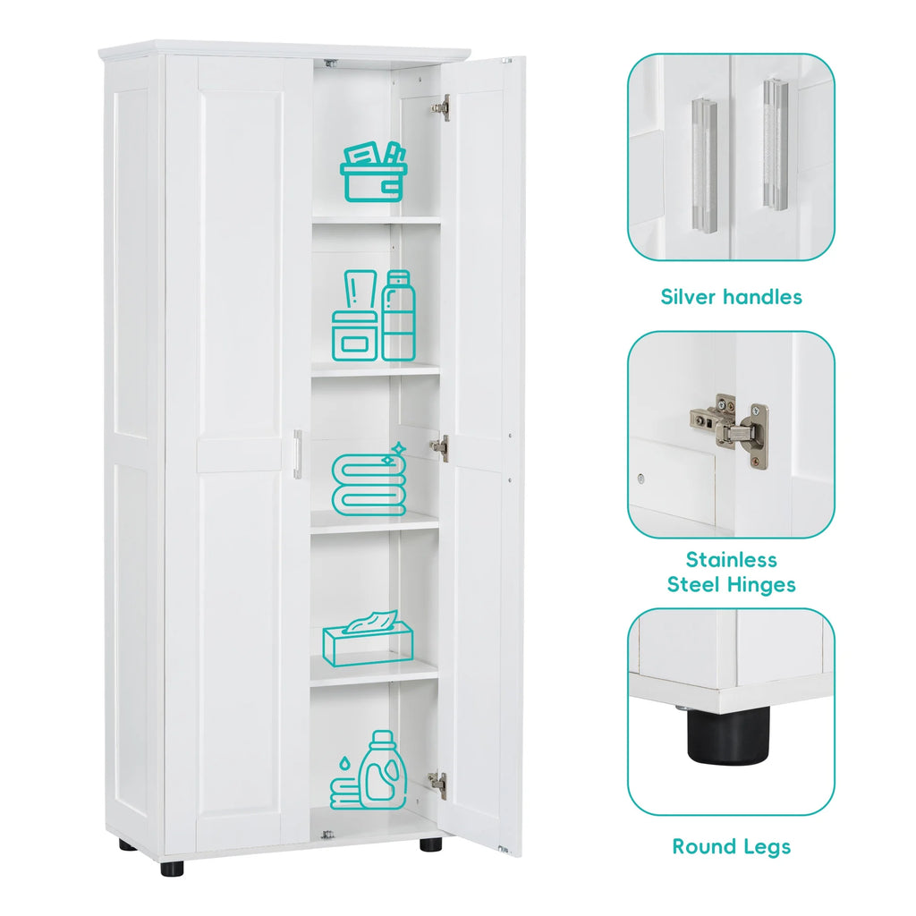 Bellemave White Tall Storage Cabinet with Adjustable Shelf Bathroom Cabinet with 1 Drawer and Storage Rack Large Freestanding Wood Cabinet Storage Organizer Floor Cabinet, White